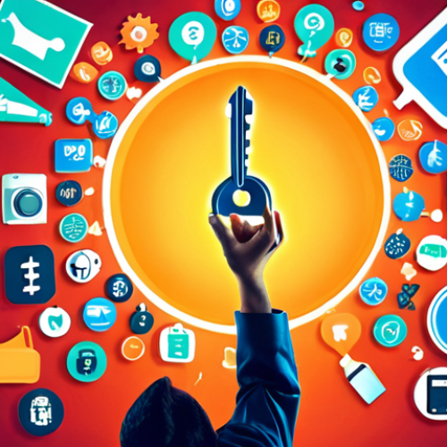 Home 6 **Image Prompt:** A person triumphantly holding a key that unlocks a digital world filled with e-commerce icons, representing career advancement and opportunities gained through e-commerce certification. Dynamic lighting, vibrant colors, emphasizing growth and success.