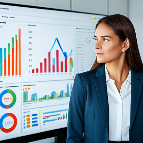 Home 22 A determined professional e-commerce manager, dressed in a modest business suit, stands confidently in a sleek, modern office. She is looking at a holographic interface displaying dynamic charts and seamlessly flowing data, symbolizing complex e-commerce operations being streamlined. The background subtly features elements of secure payment gateways and organized logistics, representing effective solutions. The atmosphere is calm and efficient, with a clear focus on problem-solving and optimization. safe for work, appropriate content, fully clothed, professional, perfect anatomy, correct proportions, natural pose, well-formed hands, proper finger count, natural body proportions, high-quality digital illustration, vibrant colors, clear focus.
