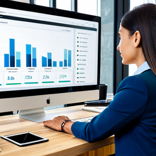 Home 19 **
A digital marketing specialist analyzing website traffic data on a computer screen in a modern office setting. The screen displays charts and graphs related to e-commerce conversion rates and customer acquisition cost (CAC). She is wearing a professional and modest business attire, fully clothed. Safe for work, appropriate content, perfect anatomy, natural proportions, professional.
**