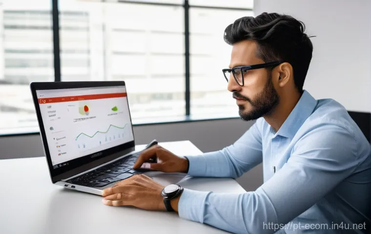 전자상거래 관리사 실기 시험 대비 데이터 분석 학습법 - **Prompt:** A diverse young female e-commerce analyst, dressed in smart-casual attire, sits at a cle...