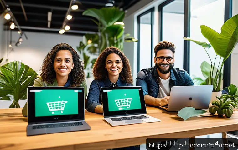 전자상거래 필기 시험 대비 중요 개념 요약 - A modern Brazilian e-commerce workspace scene showcasing diverse professionals collaborating around ...