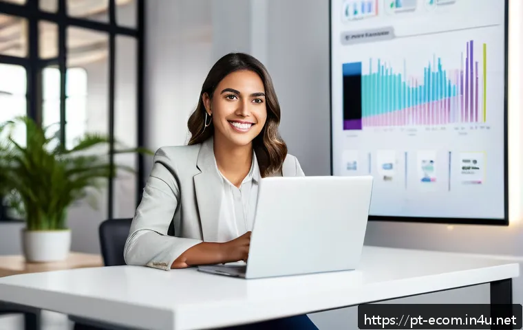 전자상거래 자격증 취득 후 연봉 협상 노하우 - A confident young Brazilian professional in business casual attire presenting a digital marketing st...