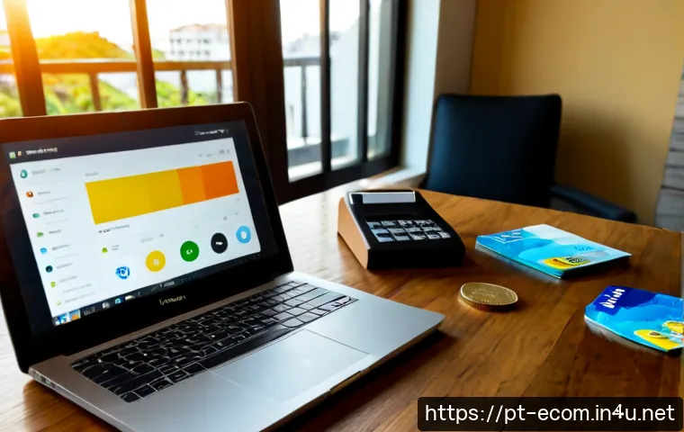 Home 17 전자상거래 실무와 AI 쇼핑몰 기술의 융합 사례 - Photorealistic modern Brazilian e-commerce workspace, a small business owner reviewing AI-powered pr...