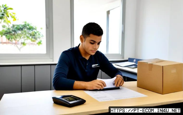 Home 17 전자상거래 실기 시험에서 출제된 최신 문제 유형 - Photorealistic vocational e-commerce practical exam scene in Brazil, focused adult student at a clea...
